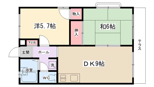 Tクレール(2DK/1階)の間取り写真