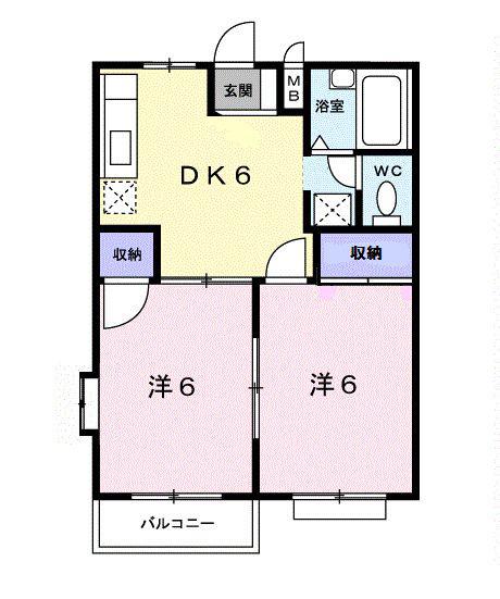 オーチャート10(2DK/2階)の間取り写真