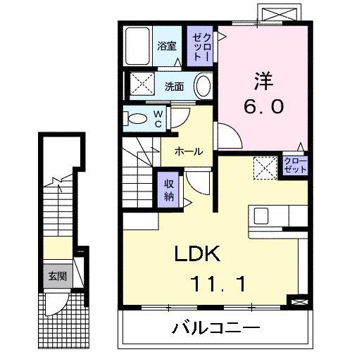 メゾン・ド・エールI(1LDK/2階)の間取り写真
