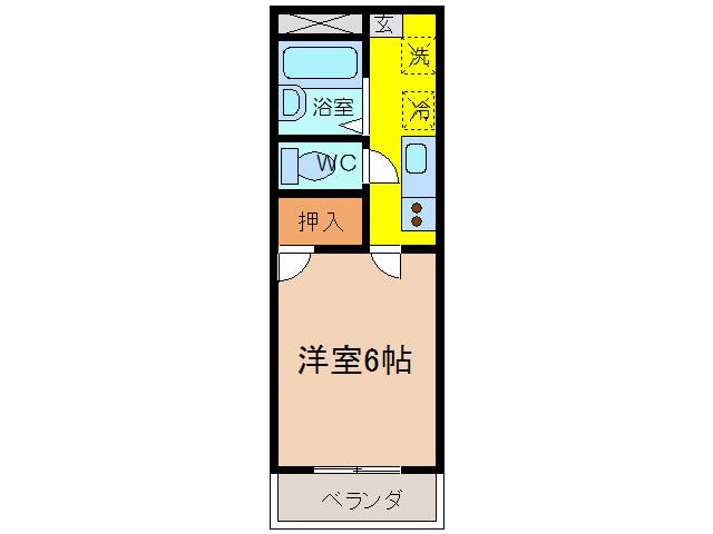 野田ハイツP-2(1K/3階)の間取り写真