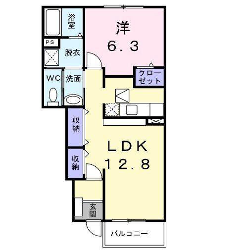 アクティフ ジェルメII(1LDK/1階)の間取り写真