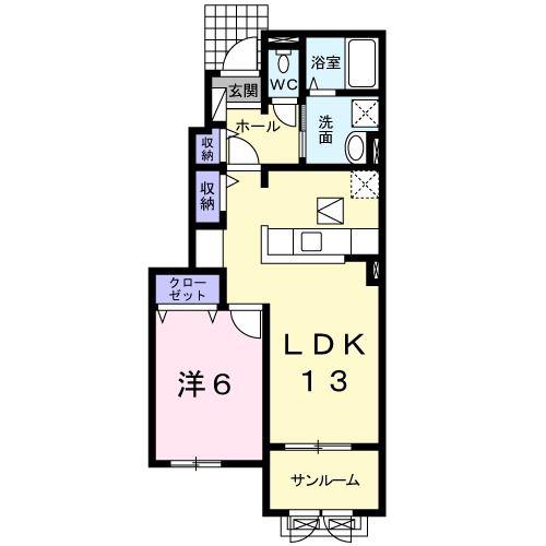 ＪＲ小浜線 小浜駅 バス乗車時間：4分 最寄りバス停で下車 徒歩15分 2階建 築9年(1LDK/1階)の間取り写真