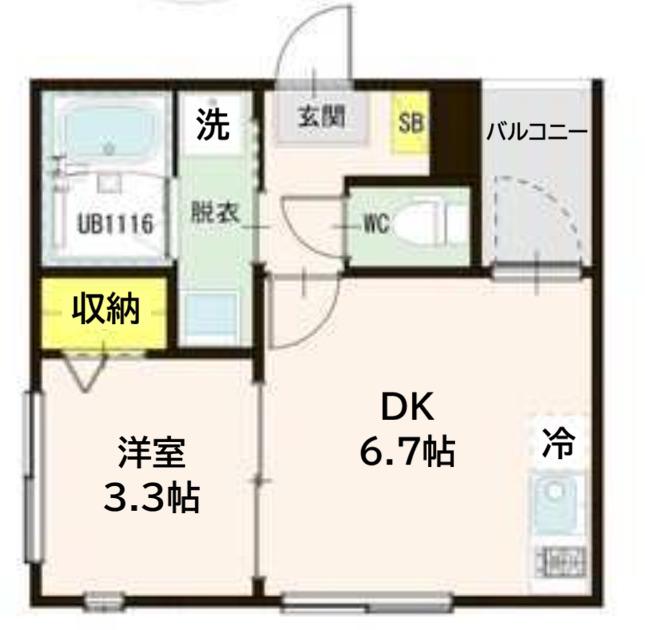 ハーモニーテラス高松V(1DK/3階)の間取り写真
