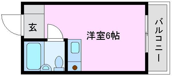 ヒルズ鳳(1K/3階)の間取り写真