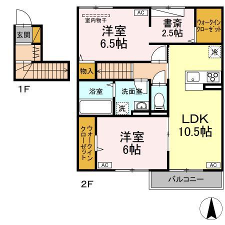 WOOD VILLAGE(2LDK/2階)の間取り写真