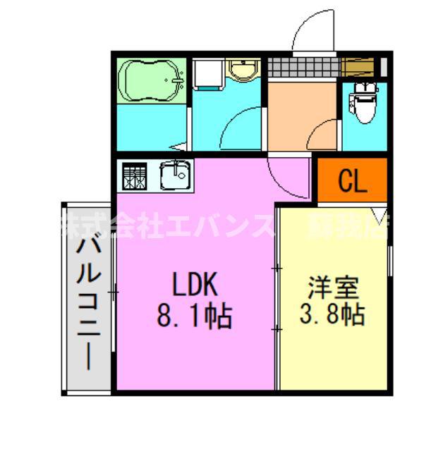 ジーメゾン千葉村田町ヴィエラ(1LDK/3階)の間取り写真