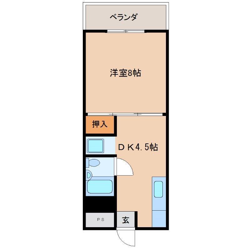 ルミウス黄金(1DK/3階)の間取り写真