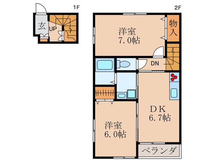 シェソワ(2DK/2階)の間取り写真