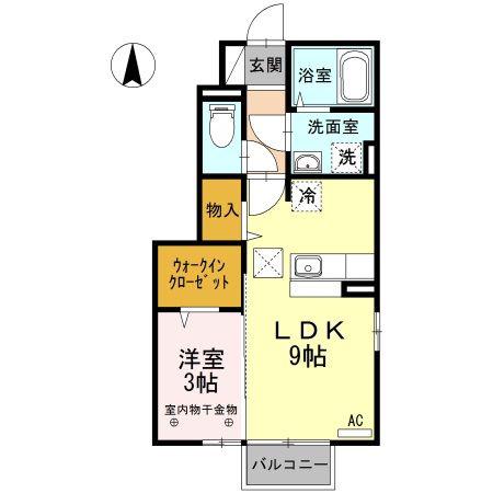 グリーンライフ 雄(1LDK/1階)の間取り写真