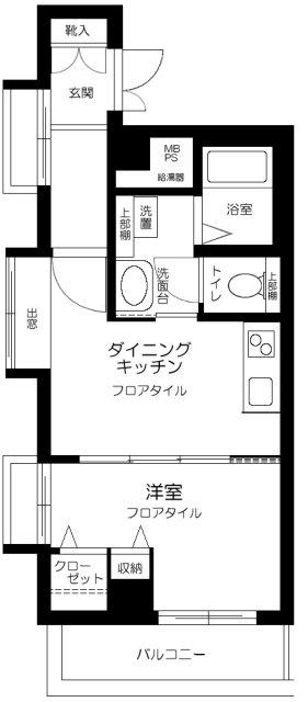 ダイアパレス新宿一丁目(1DK/8階)の間取り写真