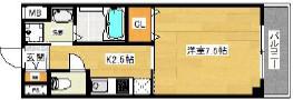 イルマーレ(1K/2階)の間取り写真