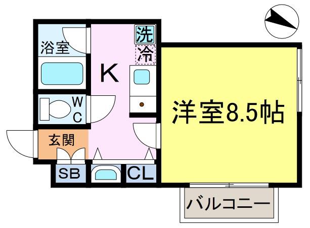 ガロパン(1K/2階)の間取り写真