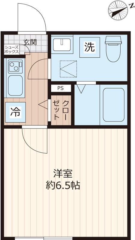 ソルロス船橋(1K/1階)の間取り写真