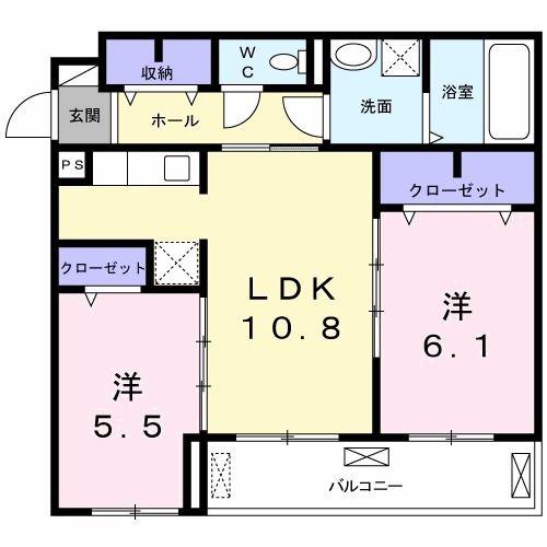 ハイム リーラ(2LDK/3階)の間取り写真