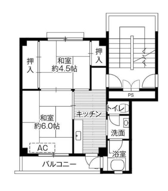 ビレッジハウス松川(2K/5階)の間取り写真