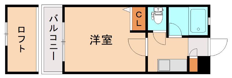 リファレンス企救丘 B(1K/1階)の間取り写真