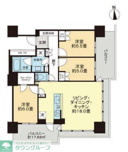 ライオンズタワー柏(3LDK/5階)の間取り写真