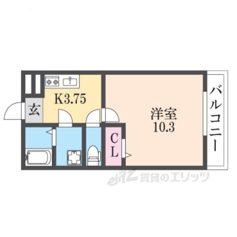 エクセルコート(1K/2階)の間取り写真