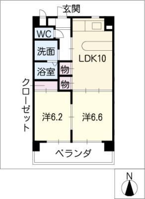 ジュノス(2LDK/2階)の間取り写真