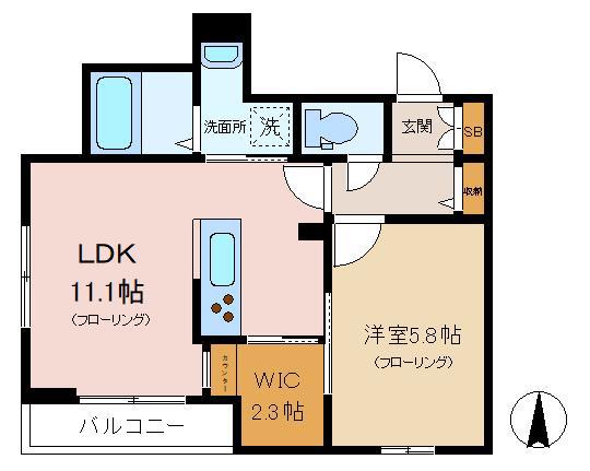SUN赤堤(1LDK/3階)の間取り写真