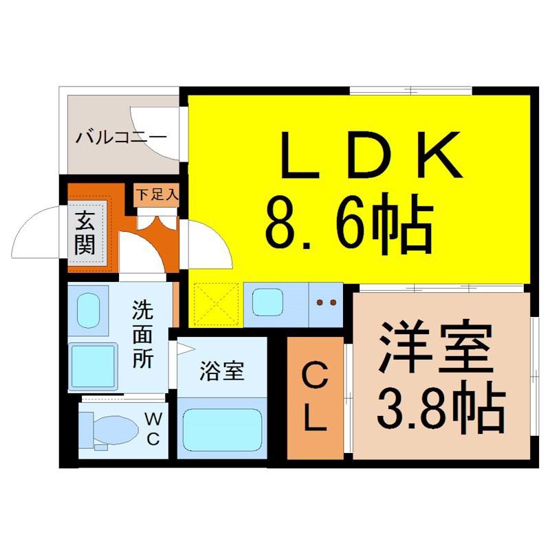 サンブリッジ露橋(1LDK/3階)の間取り写真