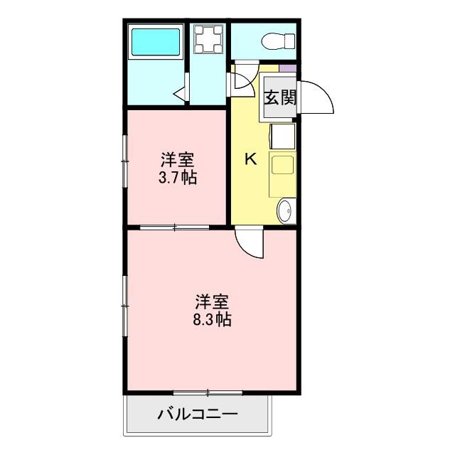 ガーデンプレイス上福岡(1SK/2階)の間取り写真