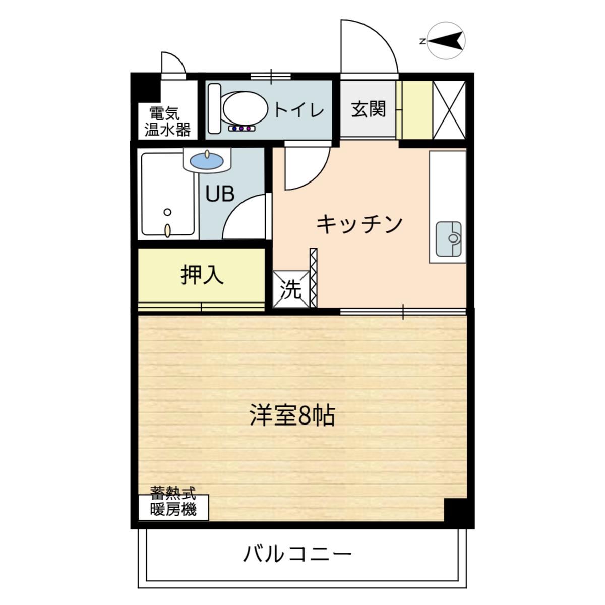 シルクハイツB(1K/2階)の間取り写真