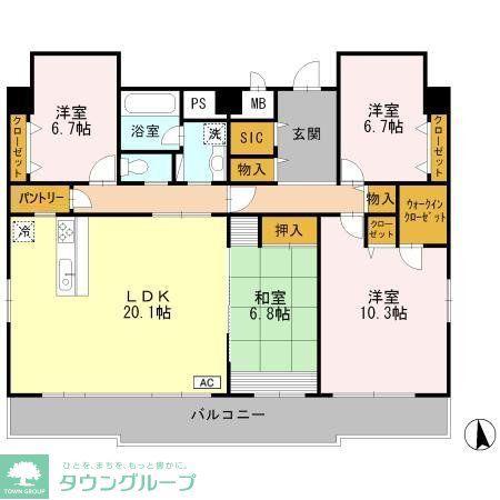 グランシャリオ金山(4LDK/10階)の間取り写真