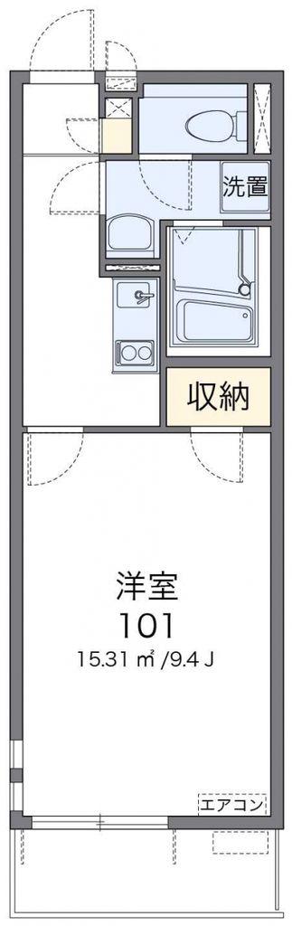 クレイノドミール青梅(1K/3階)の間取り写真