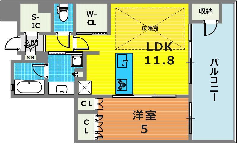 レ・ジェイド森ノ宮(1LDK/4階)の間取り写真
