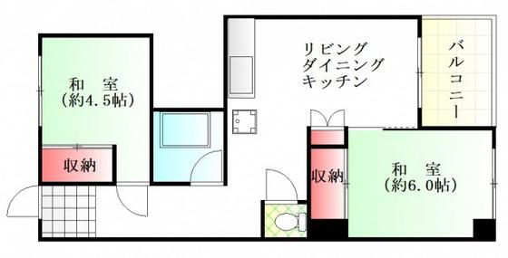 龍王ハイツ(2LDK/3階)の間取り写真