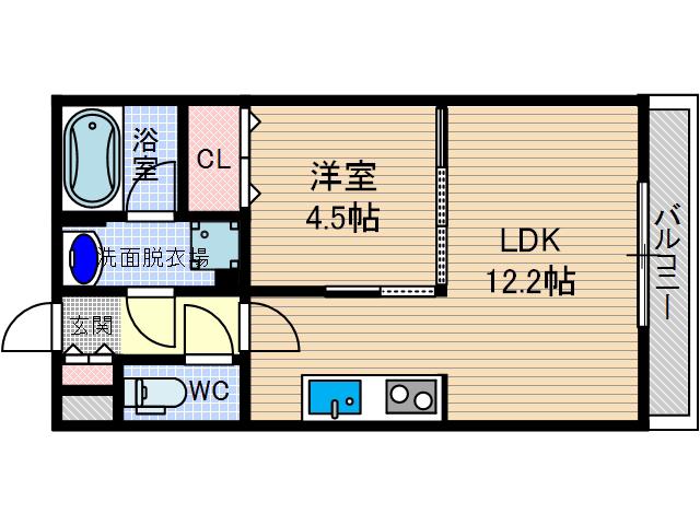 ボルベール(1LDK/3階)の間取り写真