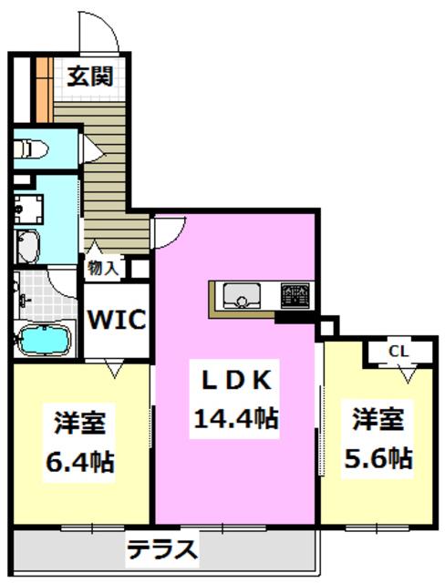 K II(2LDK/1階)の間取り写真