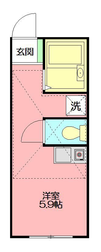 戸塚区上矢部アパートメントB棟(ワンルーム/2階)の間取り写真