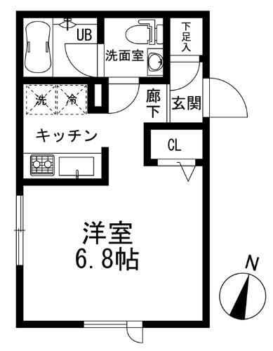 リムズコート梶ヶ谷(ワンルーム/2階)の間取り写真