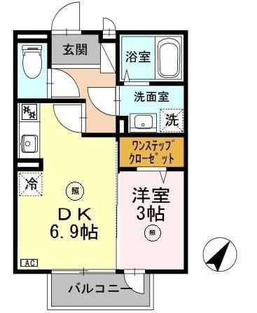 シエル・タデハラ(1DK/2階)の間取り写真