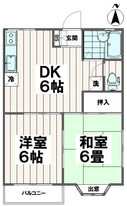 ルーラル(2DK/1階)の間取り写真