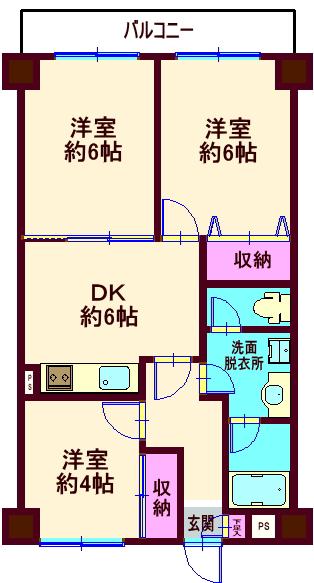 芙蓉コーポ(3DK/3階)の間取り写真