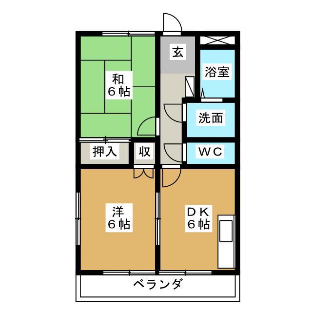 エイトヒル壱番館(2DK/2階)の間取り写真