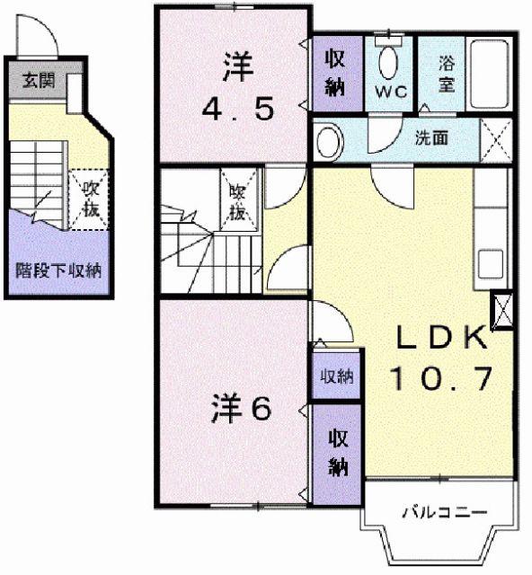 シュテルン(2LDK/2階)の間取り写真