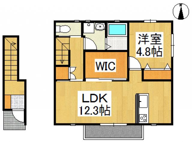 フローラ中央(1LDK/2階)の間取り写真