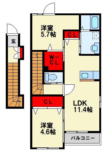 FREEDOM(2LDK/2階)の間取り写真