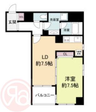 レジディア心斎橋ウエスト(1DK/4階)の間取り写真