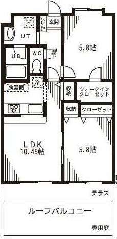 ウエストヒルズ(1LDK/2階)の間取り写真