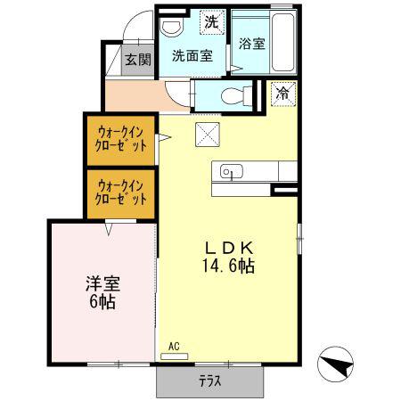 ベネフィック(1LDK/1階)の間取り写真