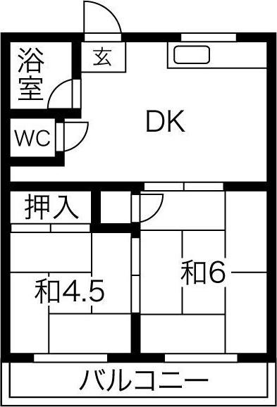 コーポ森(2DK/3階)の間取り写真