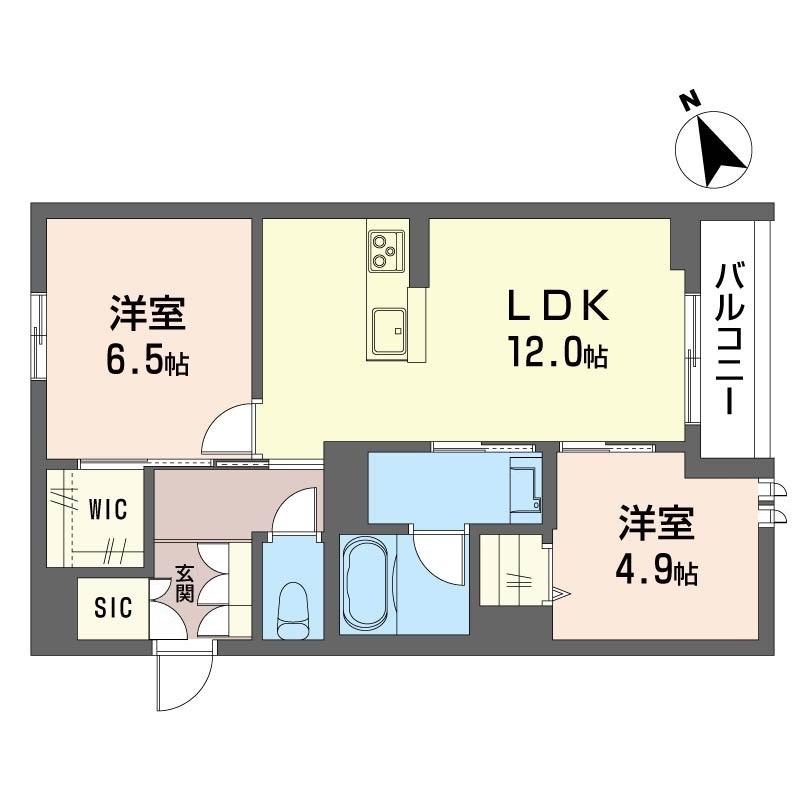 ベトン アジュール ひらまつ(2LDK/2階)の間取り写真