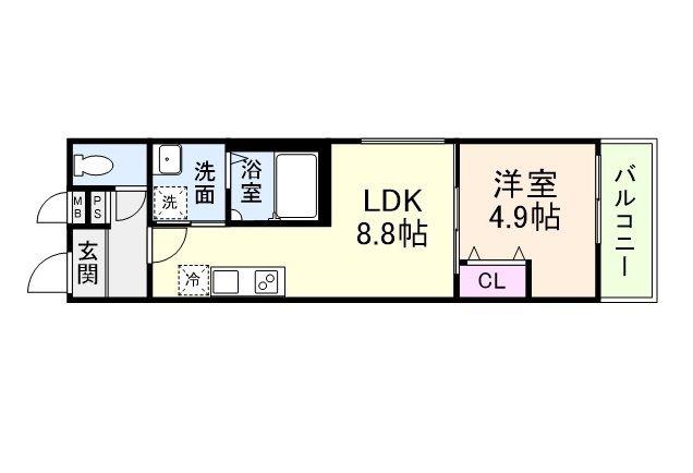 フジパレス杉本町サウス(1LDK/3階)の間取り写真