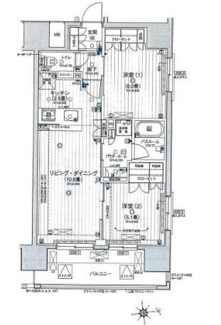 パレステージ秋葉原(2LDK/8階)の間取り写真