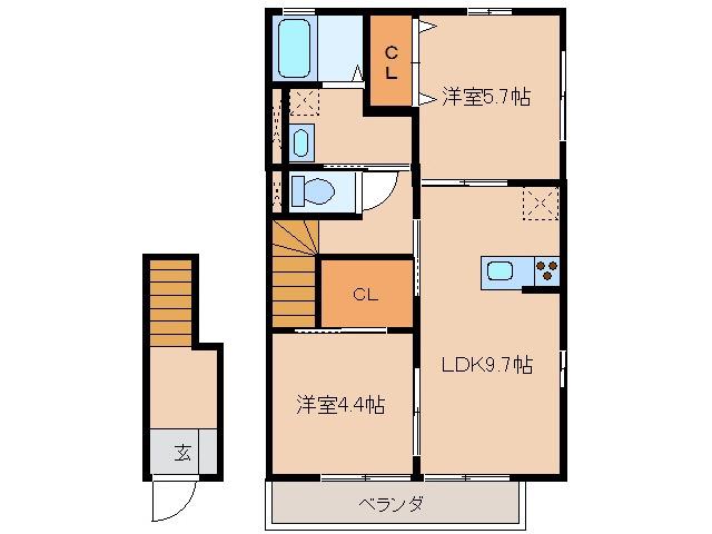 プランドールIV(2LDK/2階)の間取り写真